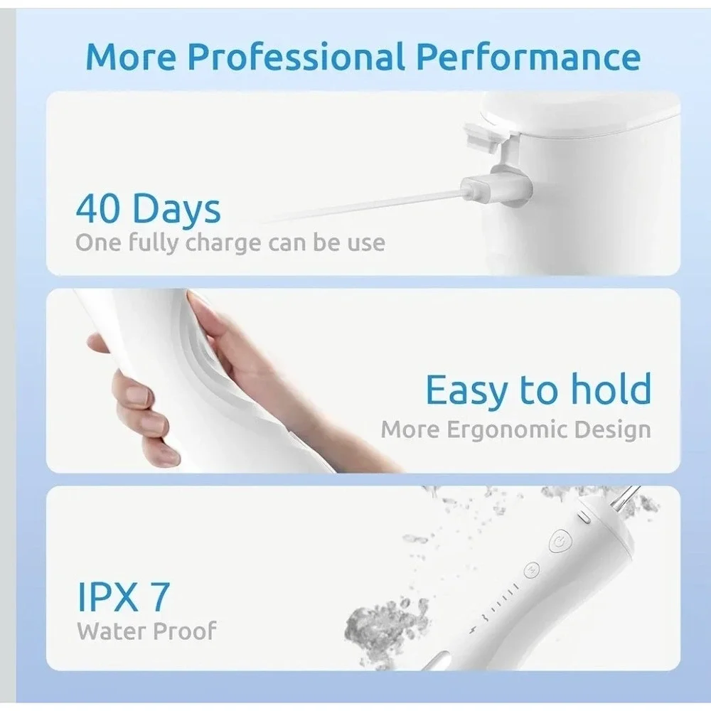 SYNHOPE ML16 Portable Water Flosser Cordless Rechargeable IPX7 White Sealed